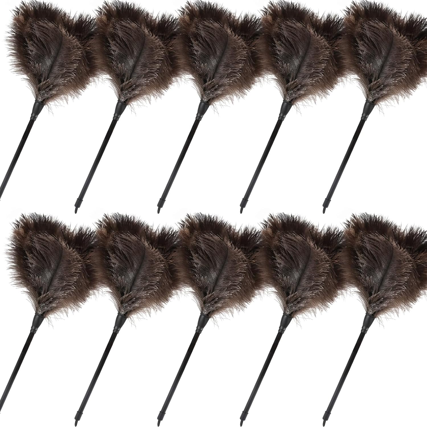 Ostrich Feather Duster-14.9 Inch Mini Natural Feathers Dusters with Plastic Handle Reusable