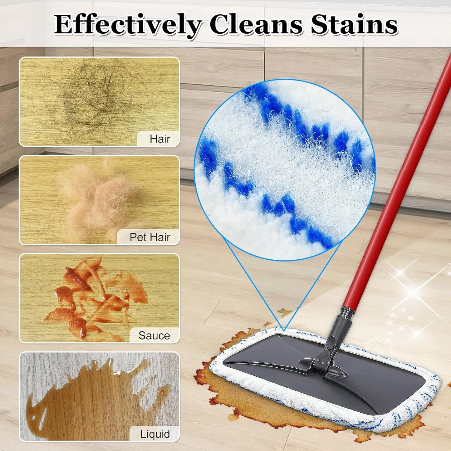 Mop Heads Replacements for Ocedar Hardwood Floor 'N More Microfiber Mop, 3 Pack Mop Refills for