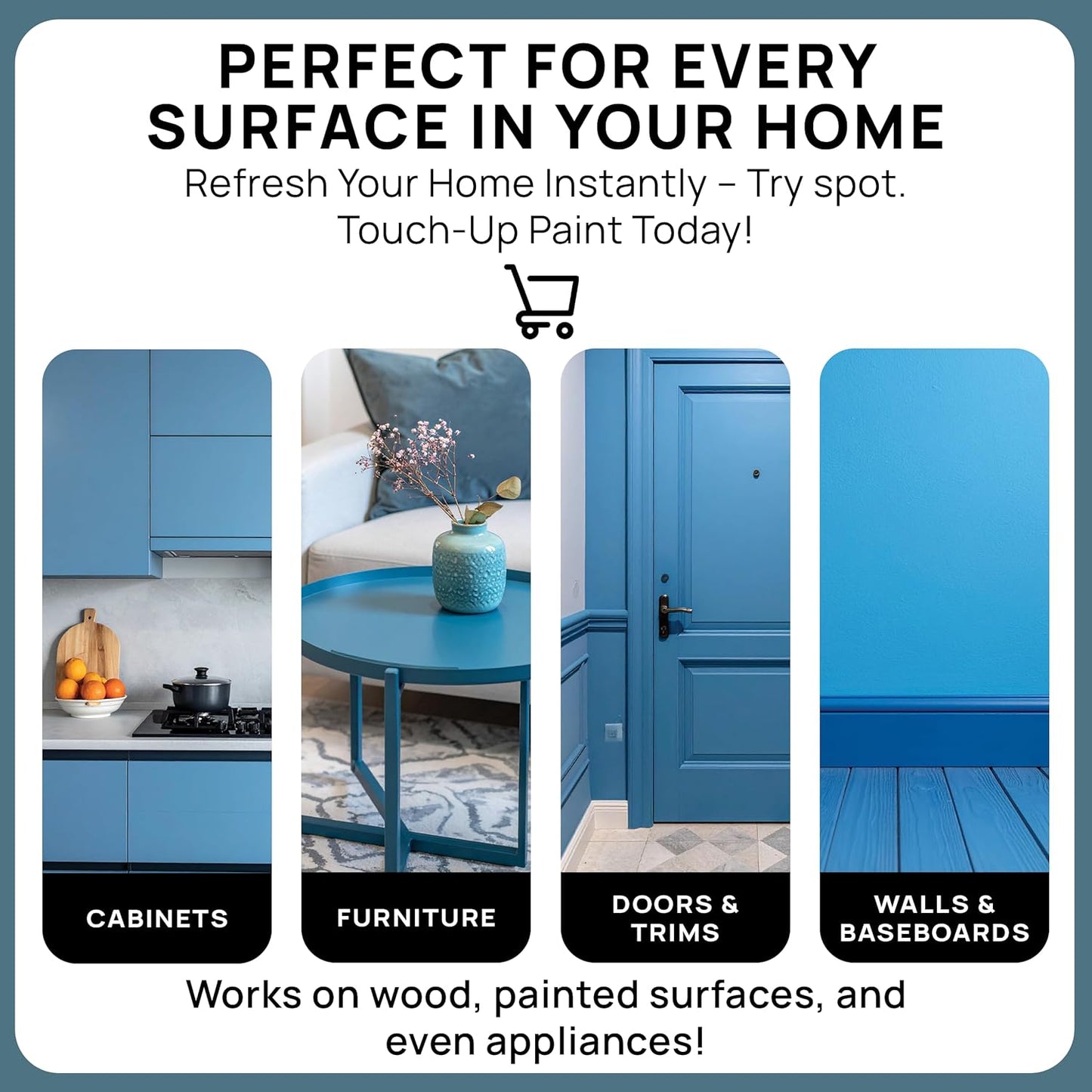 spot. Touch-Up Paint | Matte Finish for Cabinets, Walls, Doors & Furniture | Multi-Tone Blue Repair