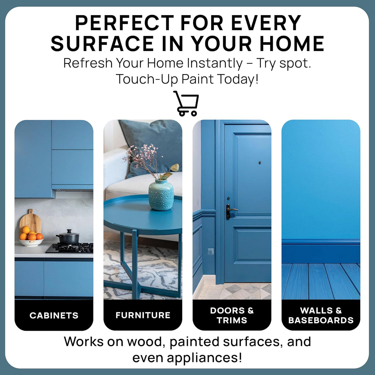 spot. Touch-Up Paint | Matte Finish for Cabinets, Walls, Doors & Furniture | Multi-Tone Blue Repair