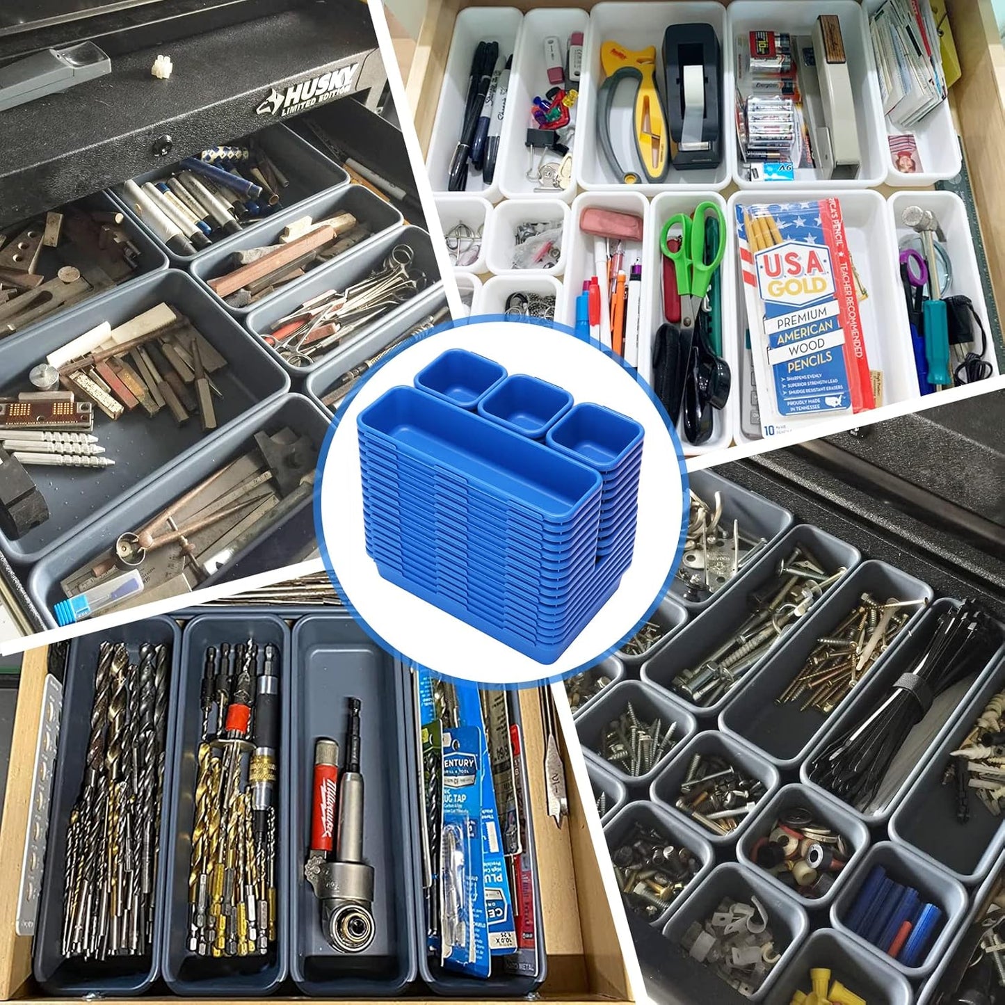 KeFanta 42 Pack Tool Box Organizer Tool Tray Dividers, Rolling Tool Chest Cart Cabinet Workbench