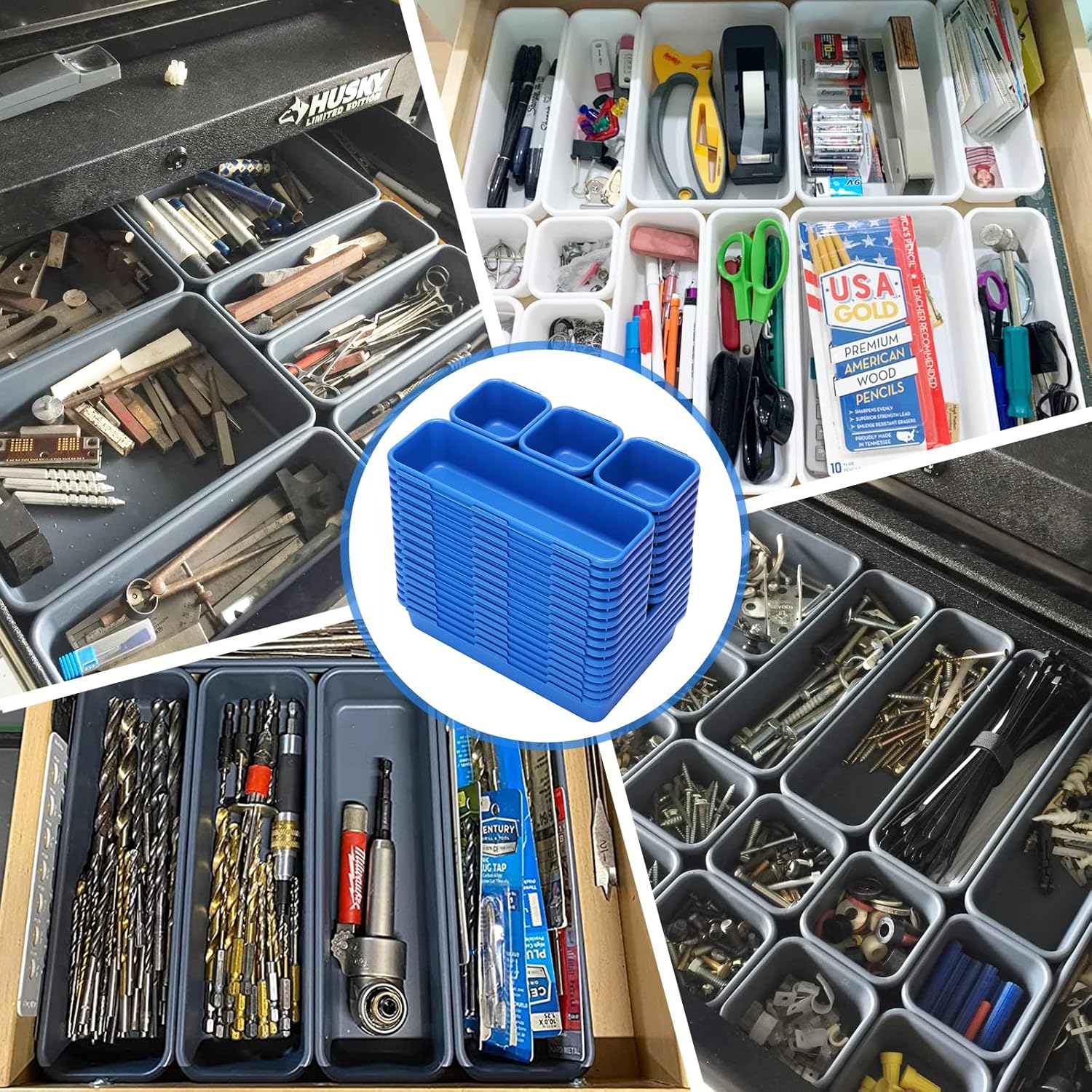 KeFanta 42 Pack Tool Box Organizer Tool Tray Dividers, Rolling Tool Chest Cart Cabinet Workbench
