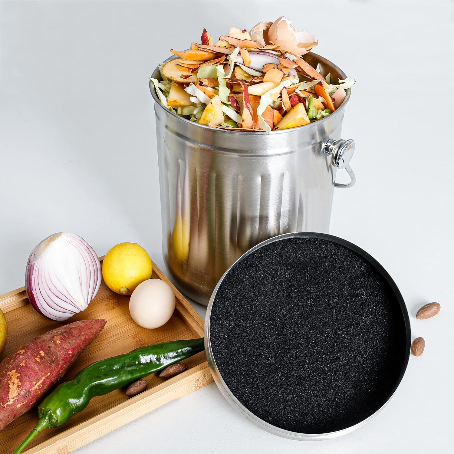 MyLifeUNIT 16 Pack Compost Bin Filter, Kitchen Compost Pail Charcoal Filter Replacements (7.25
