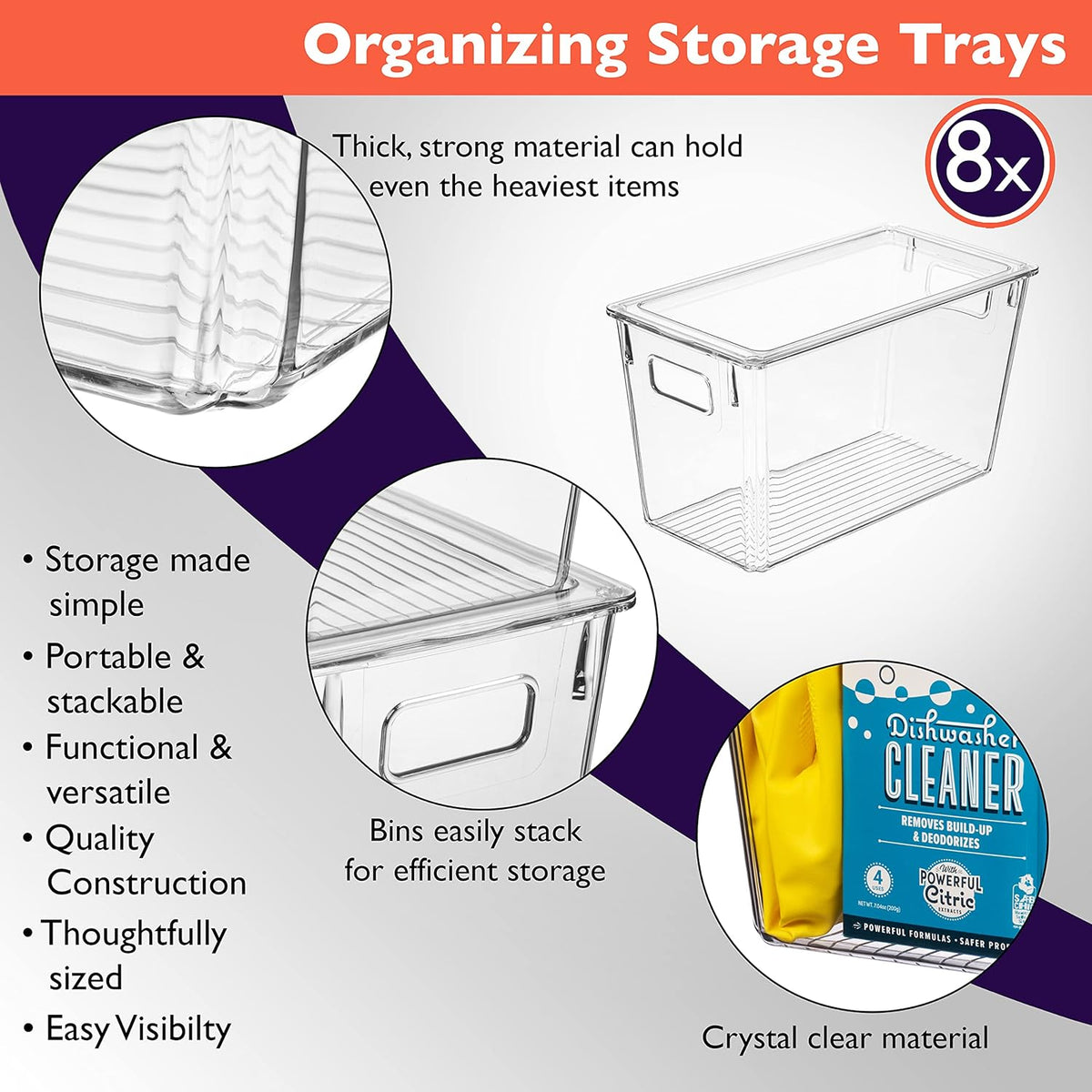 ClearSpace Modern Plastic Storage Bins with Lids Perfect Kitchen Organization or Pantry Fridge