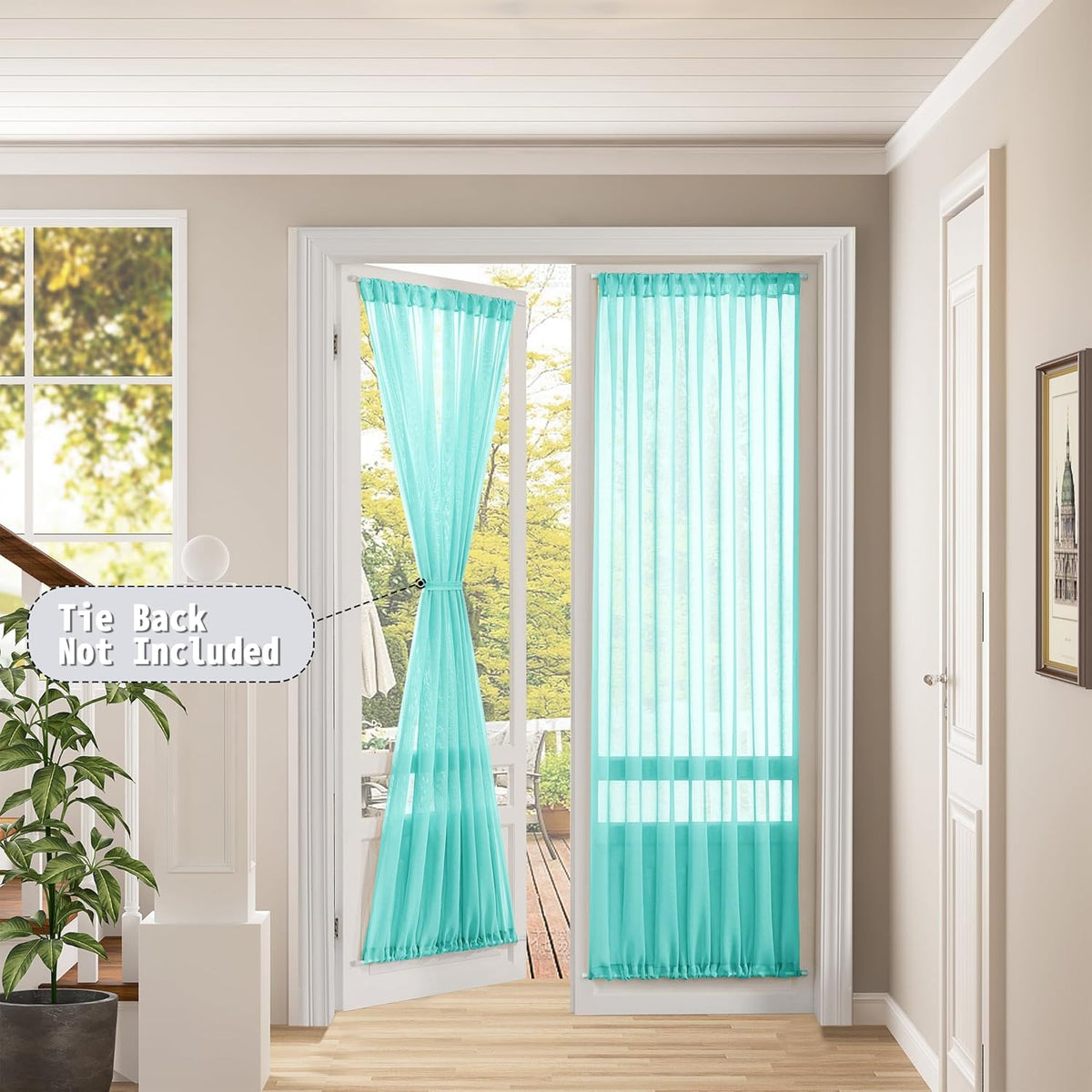Tollpiz Sheer Door Curtain Closet Linen Textured Curtains Sheer Doorway Light Filtering Voile Patio