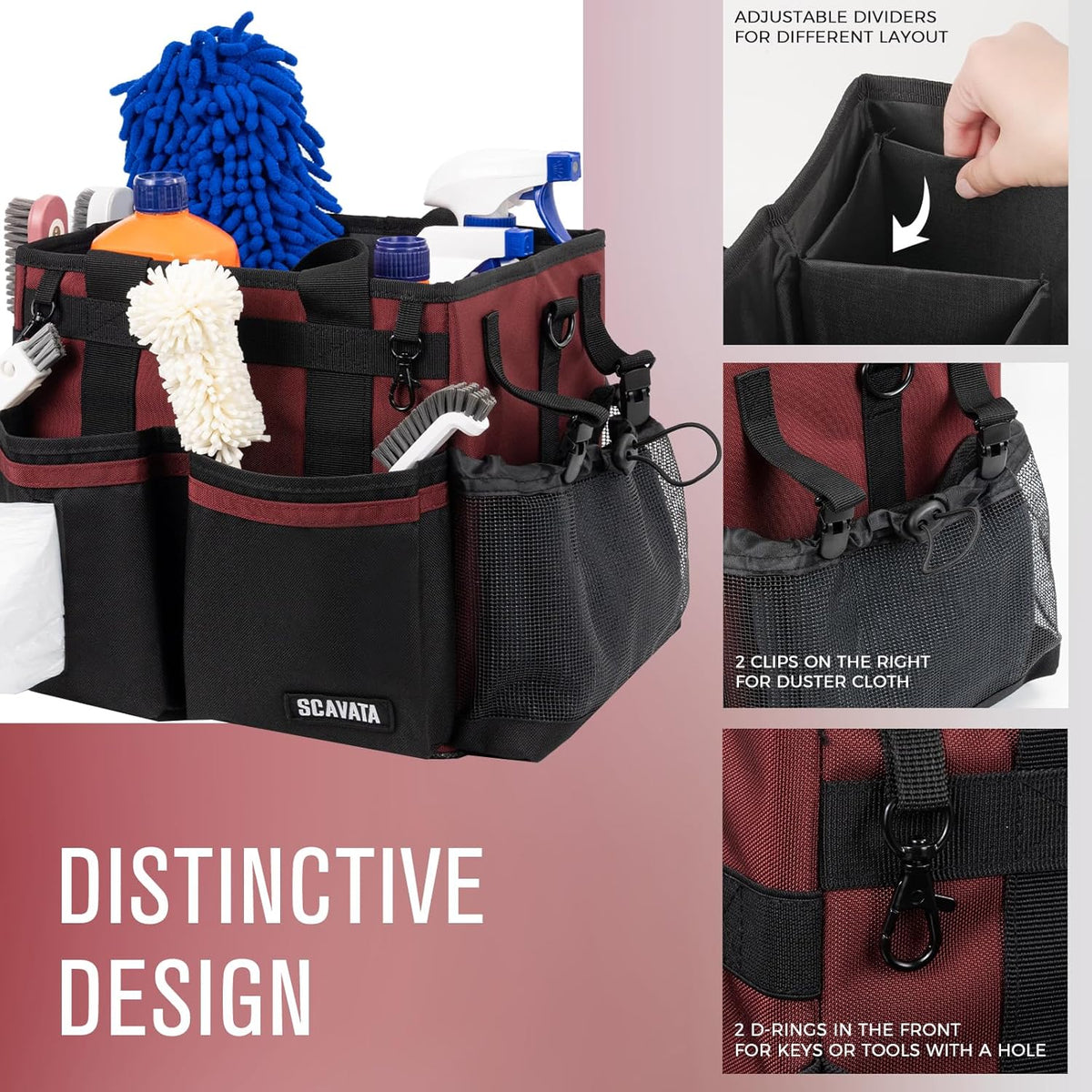 Compact Wearable Cleaning Caddy, Small Cleaning Caddy Supplies Organizer with Handle & Shoulder