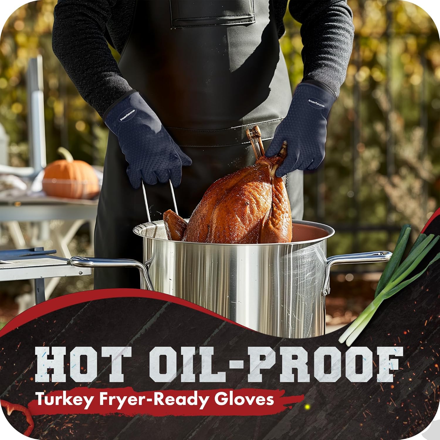 KITCHEN PERFECTION XL Silicone Smoker Oven Gloves-Extreme Heat Resistant BBQ Gloves-Handle Hot Food