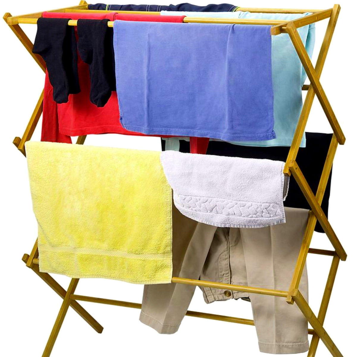 HOME IT Wooden Clothes Drying Rack for Laundry - Collapsible Folding Bamboo Laundry Drying Rack for