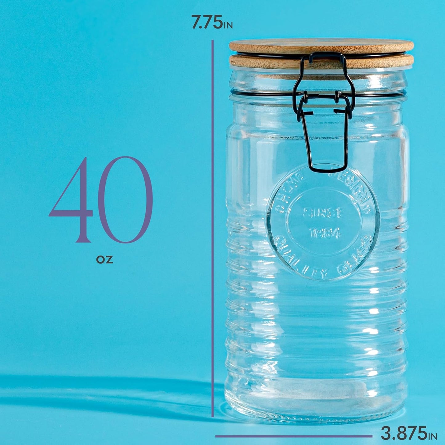 Glass Storage Containers with Airtight Lids - 40 Ounce Mason Jar Storage Containers for Cereal