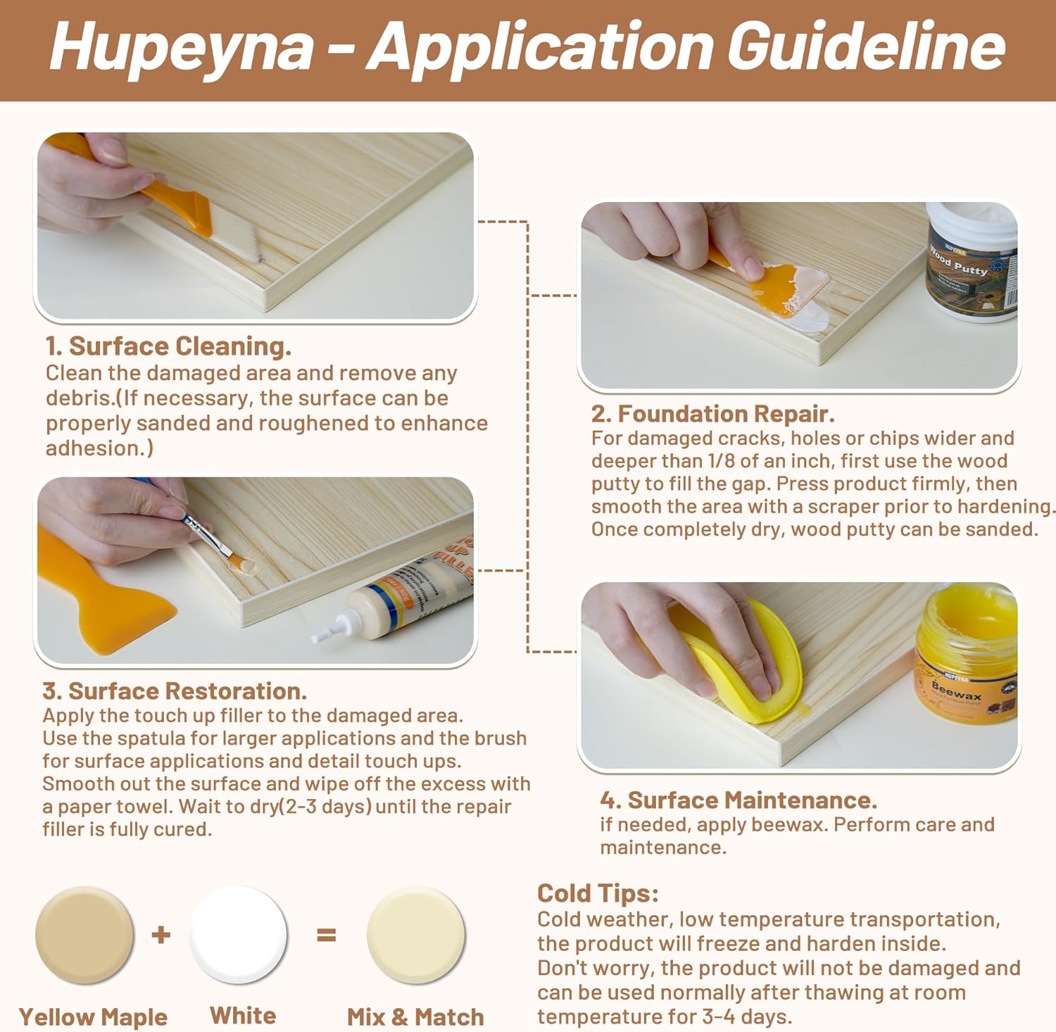Wood Repair Kit, Wood Furniture Repair Kit, Wood Filler, Wood Putty and Beeswax- Repair Stains