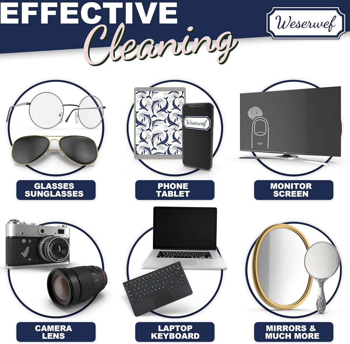 WESERWEF Design Microfiber Glasses Cleaning Cloth – Premium Cleaning Cloth for Eyeglasses, Screens