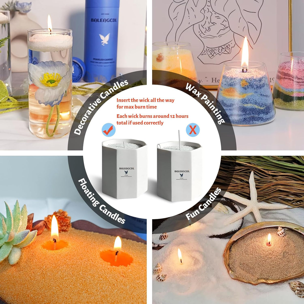 Orange Scented Pearled Candle 18oz Luxury Sand Candle Granulated Wax - 30 Cotton Wicks - Wax for
