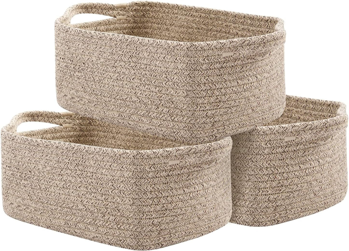 OIAHOMY Cotton Rope Baskets, Woven Baskets for Storage, Nursery Storage Baskets, Rectangle Storage