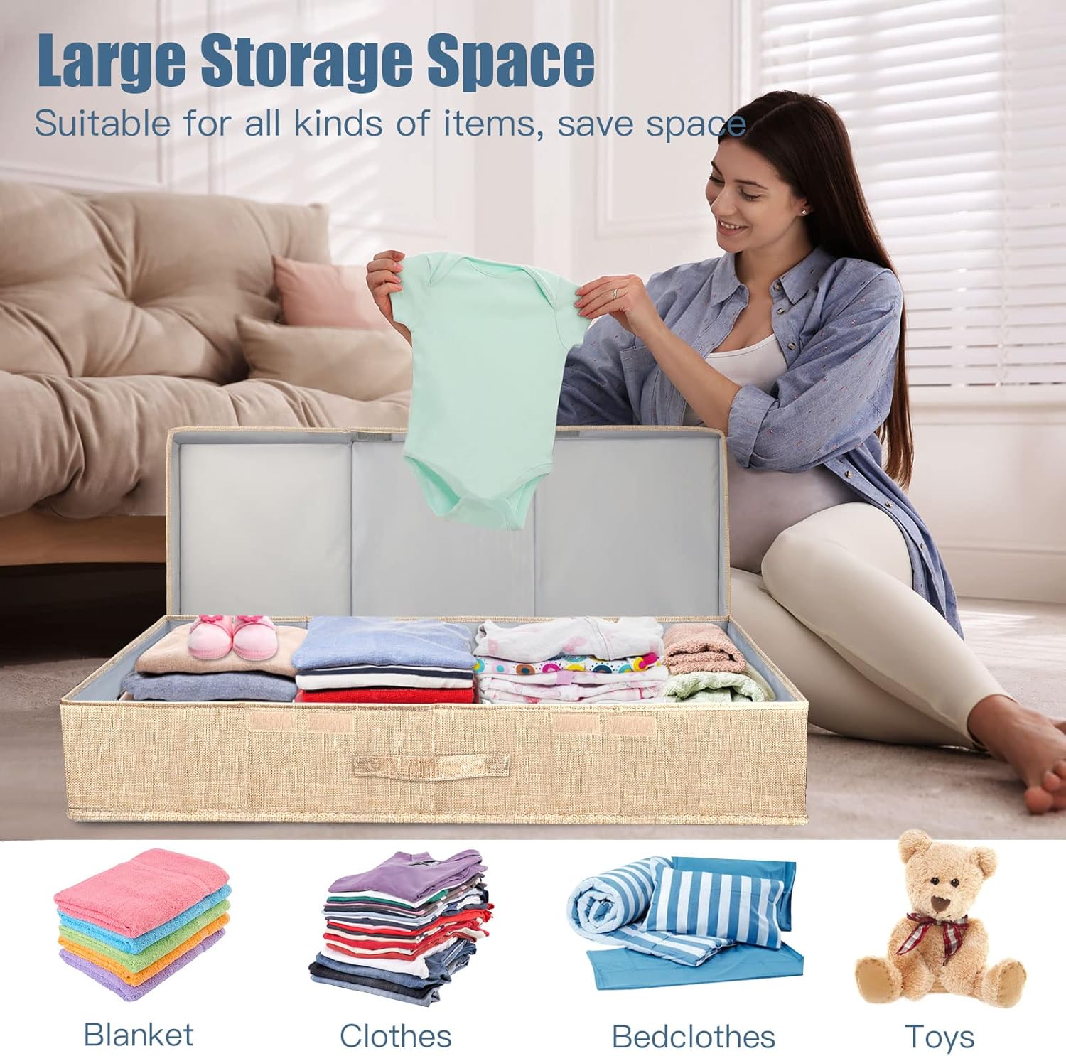 Underbed Storage Containers Bin with Lids (Set of 2) Large Under Bed Storage Organizer Box with
