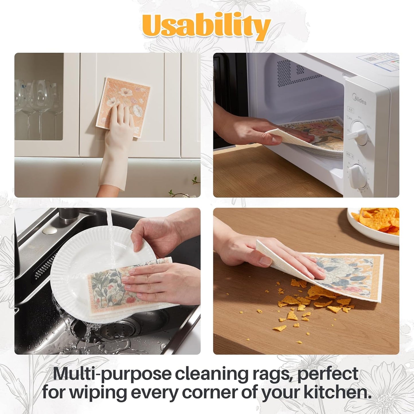 JOYMOOP 12 Pack Decorate Cleaning Cloth (Quiet Luxury of Decorative Series), Reusable Absorbent