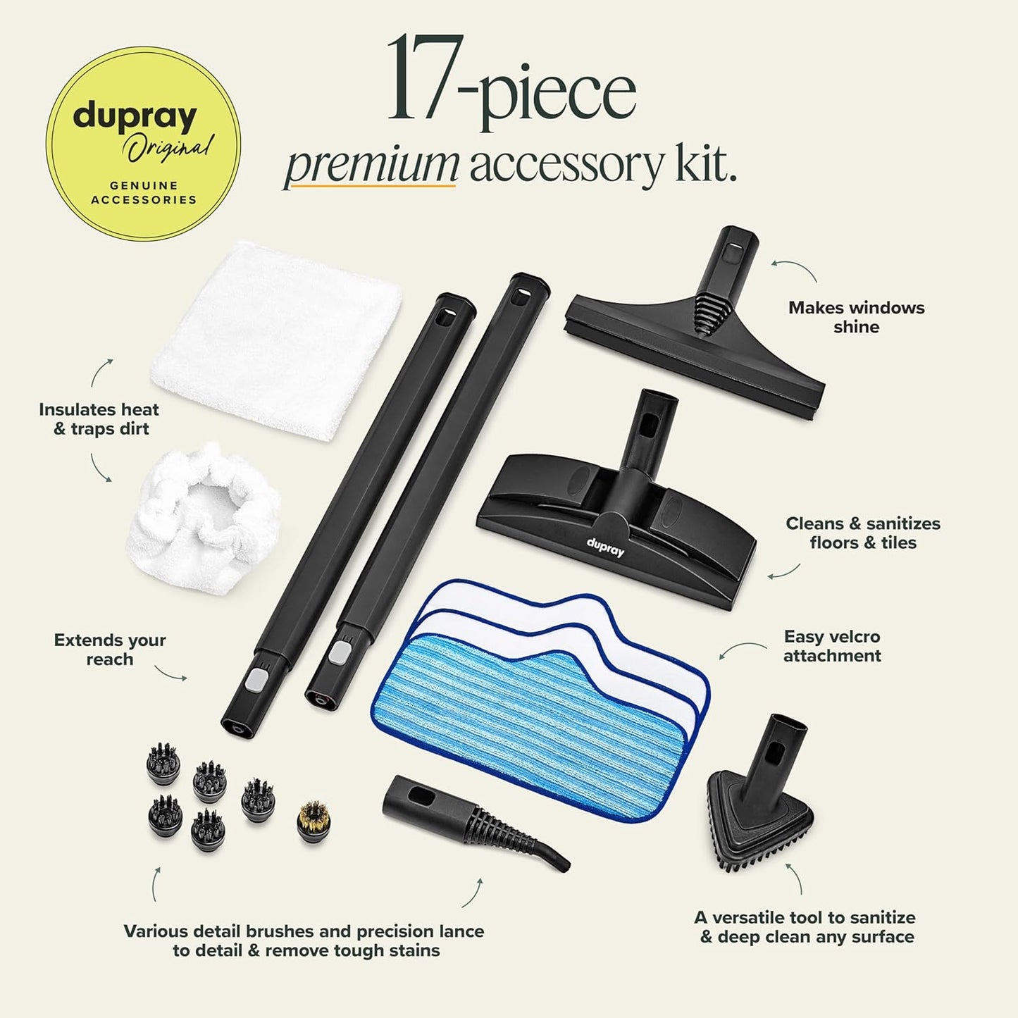 Dupray Neat Plus Steam Cleaner with 17-Piece Accessory Kit. A powerful multi-purpose steamer