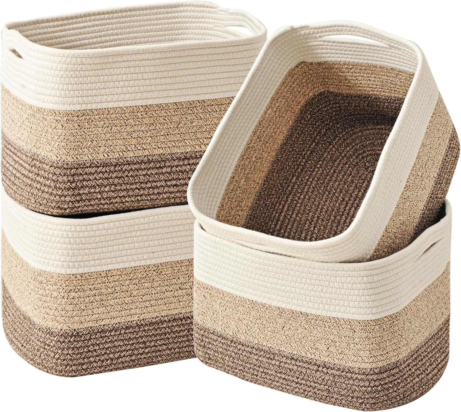 Storage Baskets for Organizing & Shelves, Woven Cotton Rope Organization Bins for Dog Toys