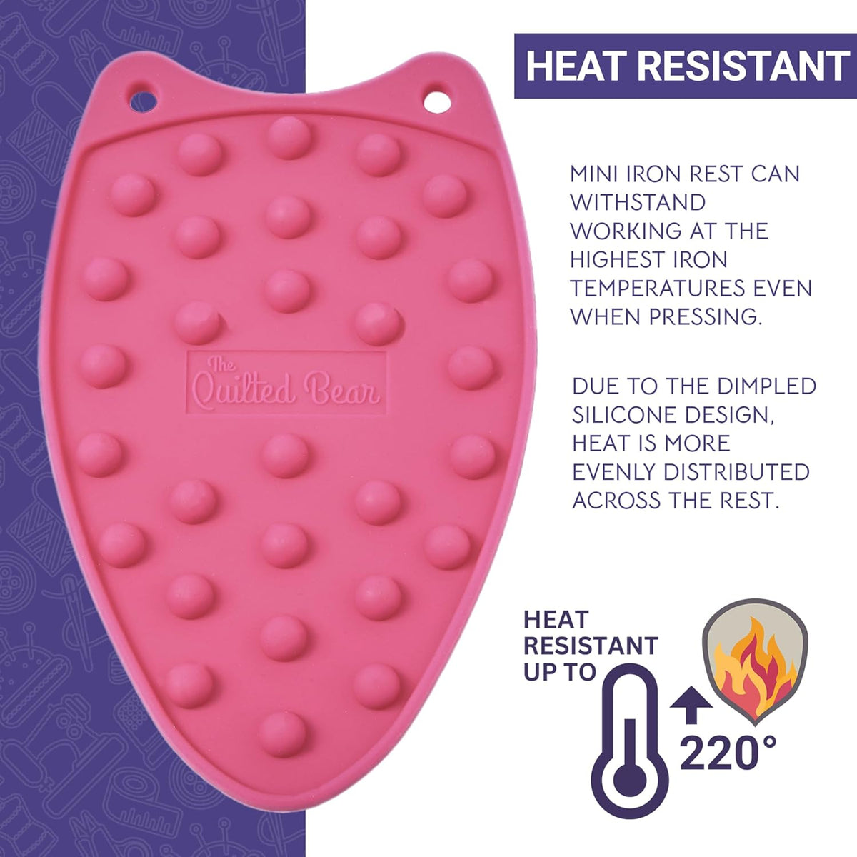 The Quilted Bear Mini Iron Rest - Silicone Heat Resistant Mat for Stress-Free Crafting, Sewing &