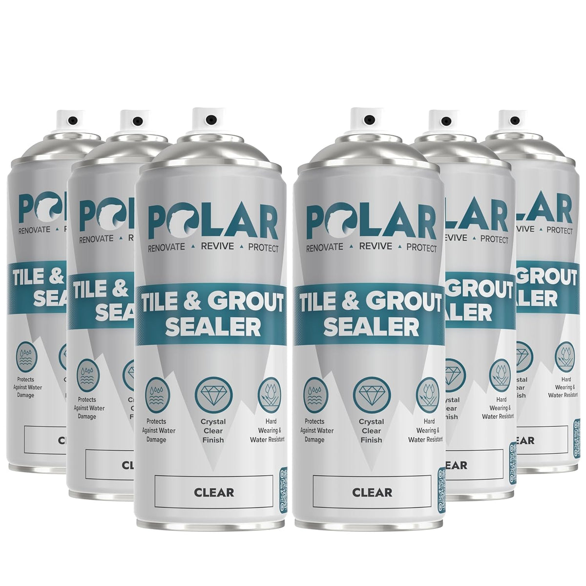 Polar Tile & Grout Sealer Clear Aerosol Spray - 6 x 13.5 Fl Oz | Instantly Waterproofs and Protects