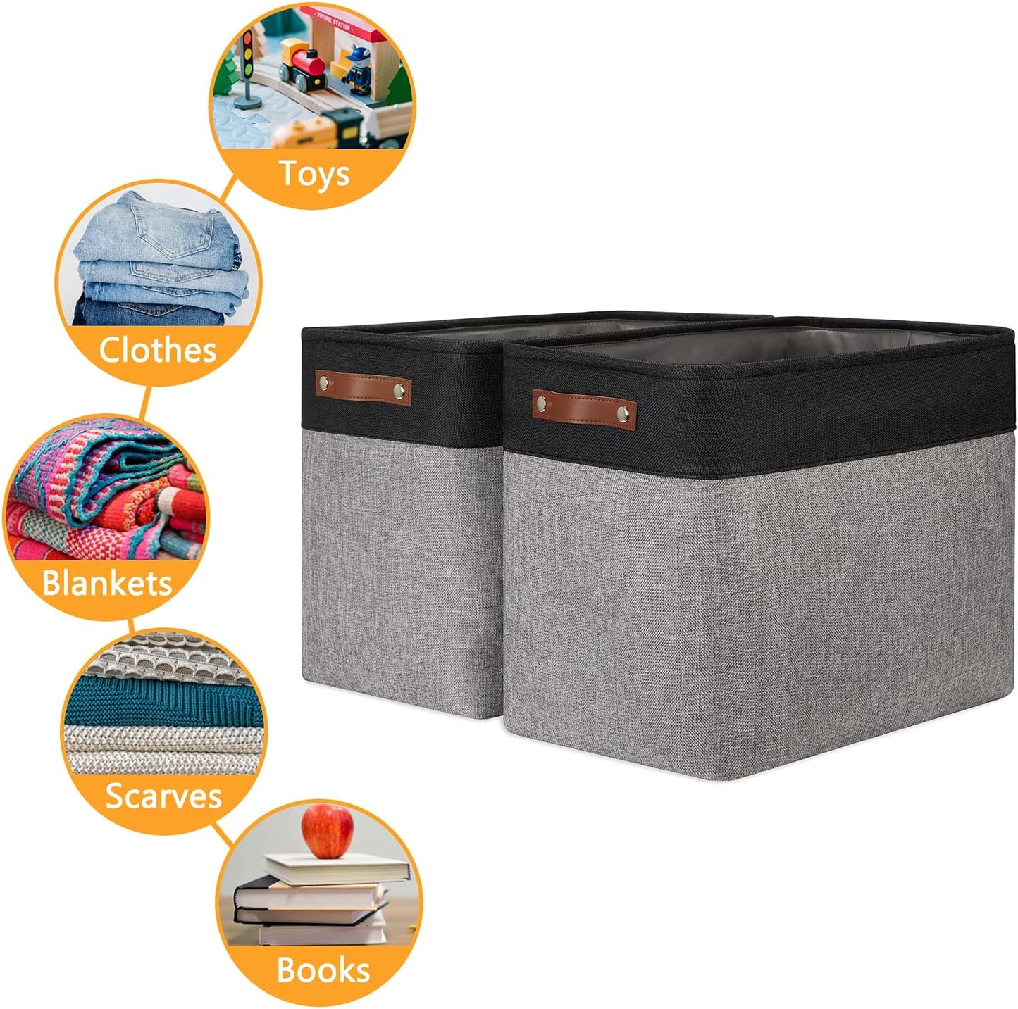 DULLEMELO Extra Large Storage Baskets, Fabric Storage Bins for Organizing Shelves Nursery Toys