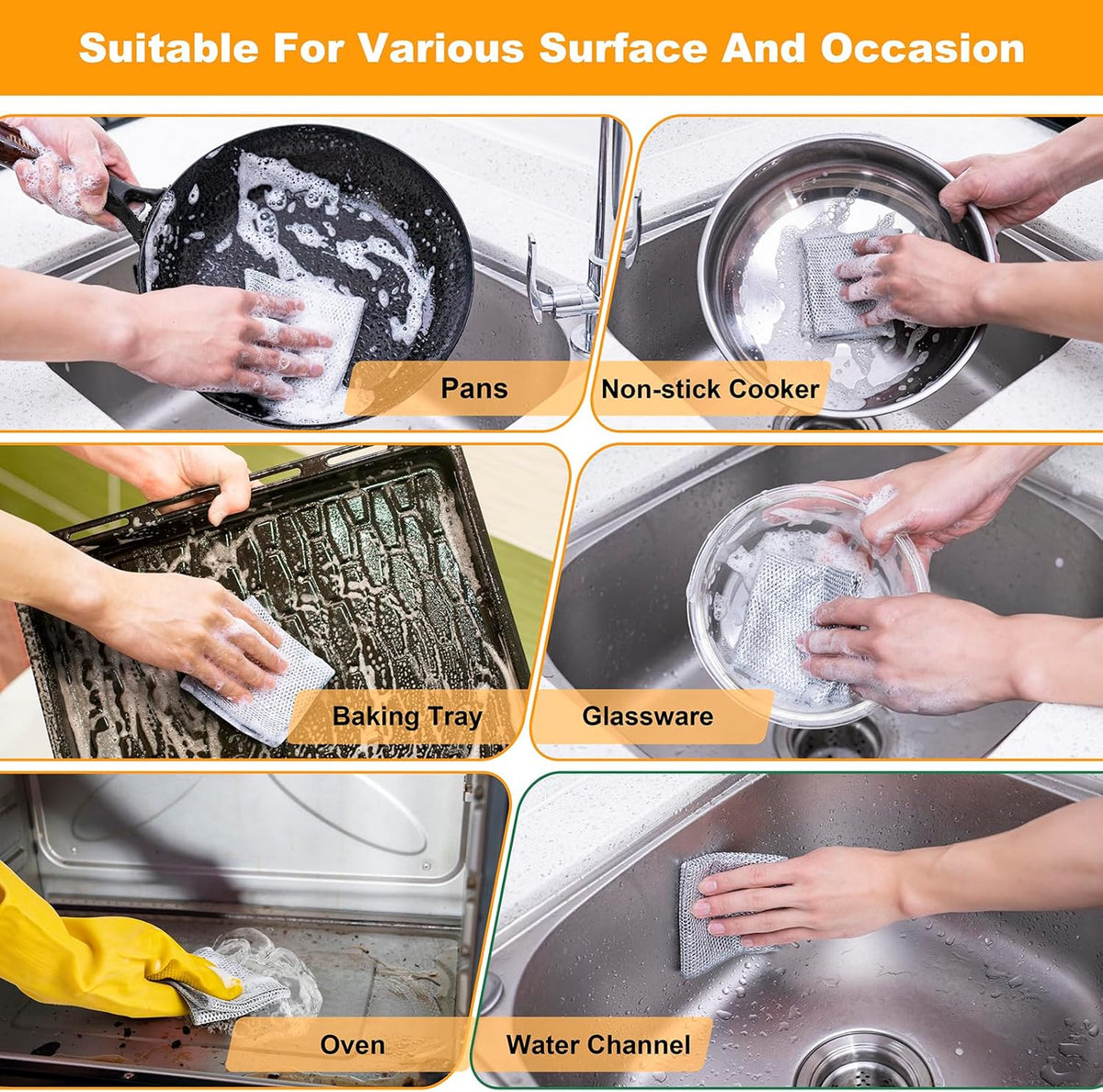 Inkhut Non Scratch Wire Dishcloth, Multipurpose Wire Dishwashing Rag for Wet and Dry