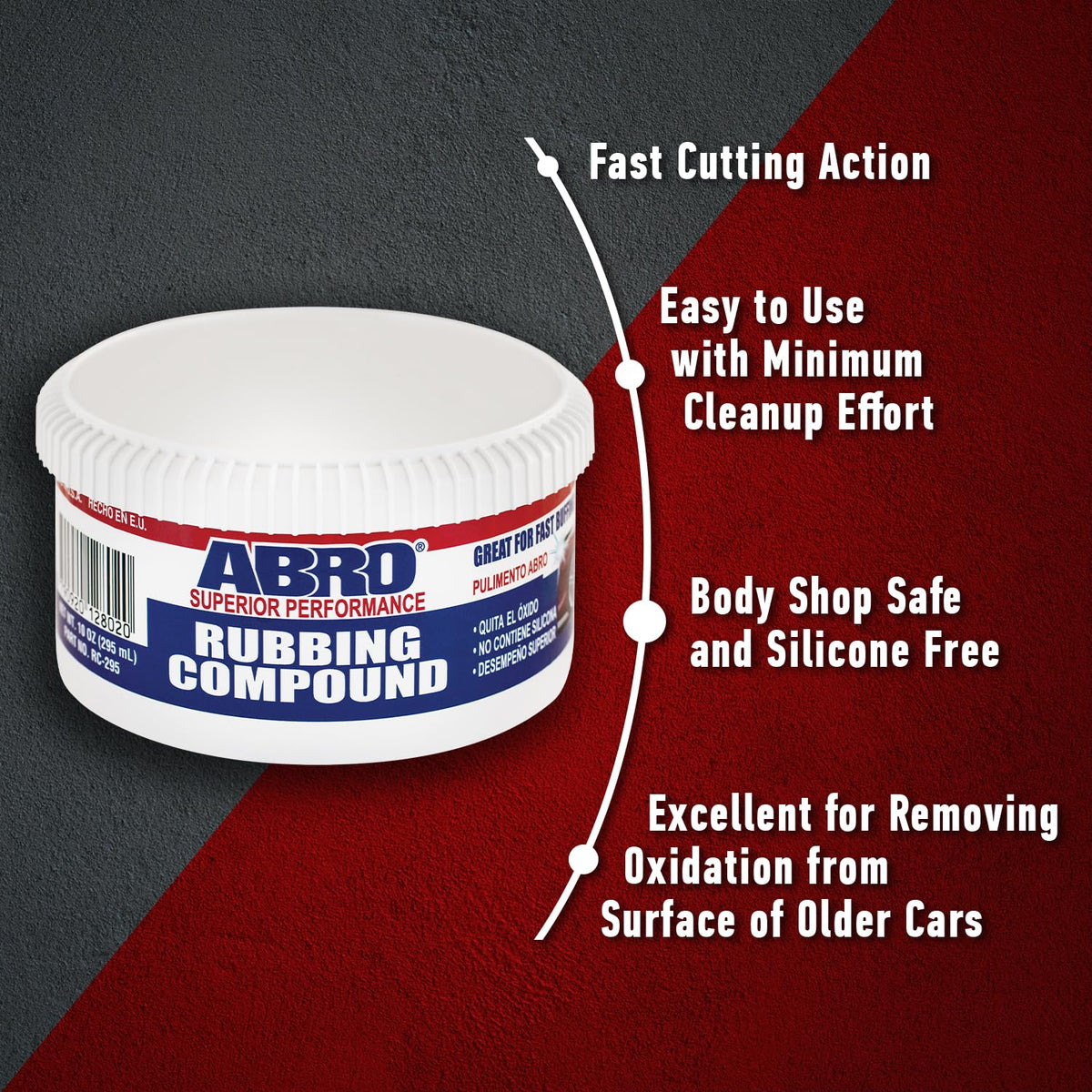 ABRO Superior Performance Rubbing Compound, 10 oz., Buffing Compound for Oxidized Finishes, Smooth