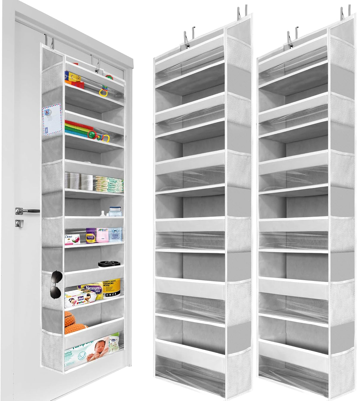 HOMELUX THEORY 2 PC Heavy Duty Over the Door Organizer 55x14x6.7, 6 Large Front & 12 Side Pockets