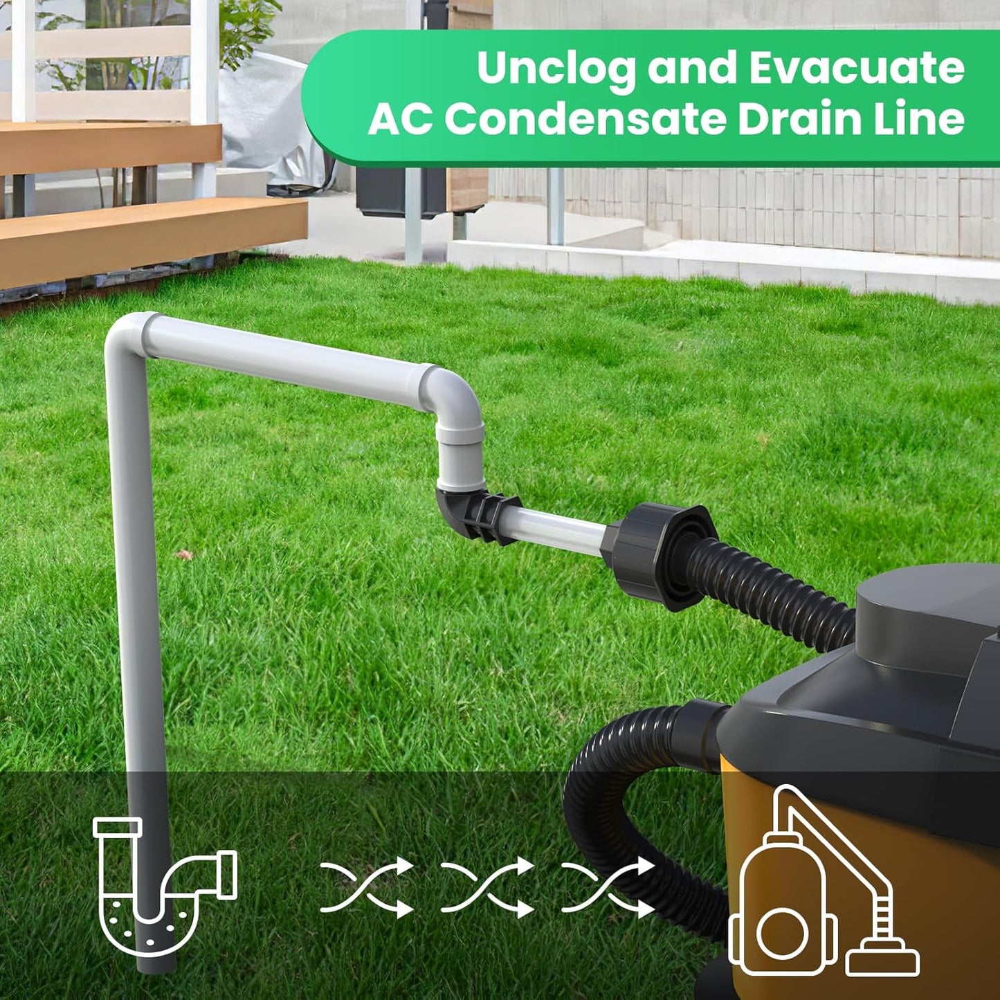 AC Drain Line Unclogger, HVAC to PVC Pipe AC Drain Line Cleaner Tool, A/C Condensate Drain Line
