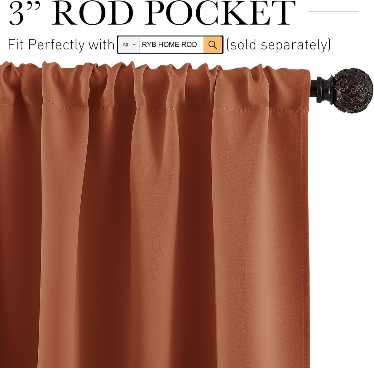 RYB HOME Small Curtains Blackout - Privacy Energy Efficiency Mini Curtains for Kids Bedroom RV