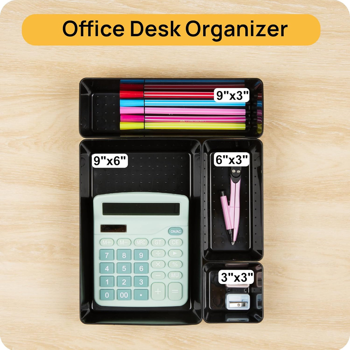 Vtopmart 25 PCS Office Desk Drawer Organizers Set, 4-Size Versatile Plastic Drawer Organizer Trays