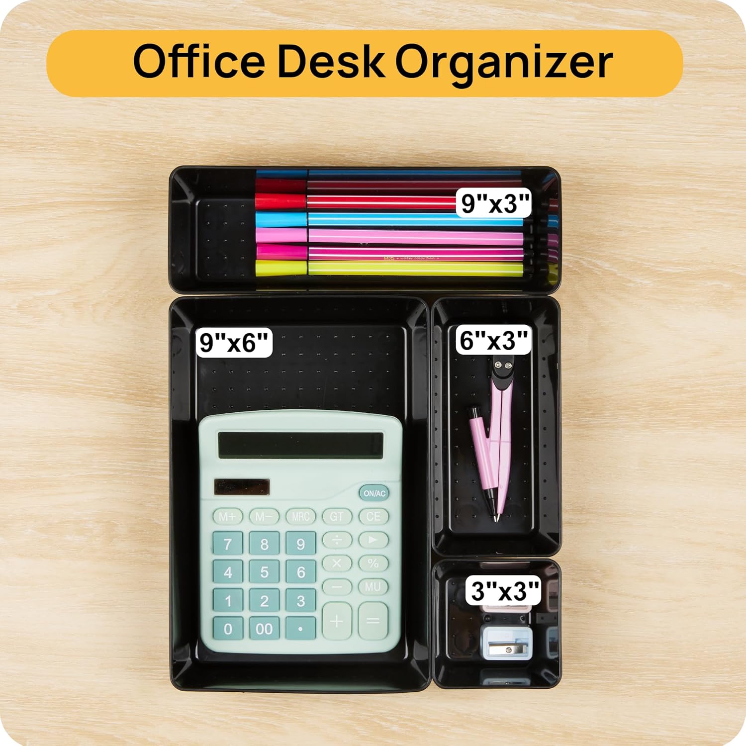 Vtopmart 25 PCS Office Desk Drawer Organizers Set, 4-Size Versatile Plastic Drawer Organizer Trays