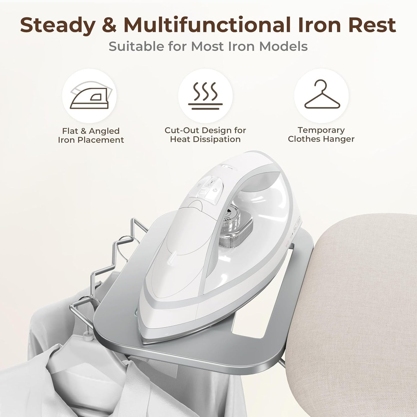 Yaheetech Foldable Ironing Board, Heavy Duty Iron Board with 9 Adjustable Heights, 4 Layer Cover