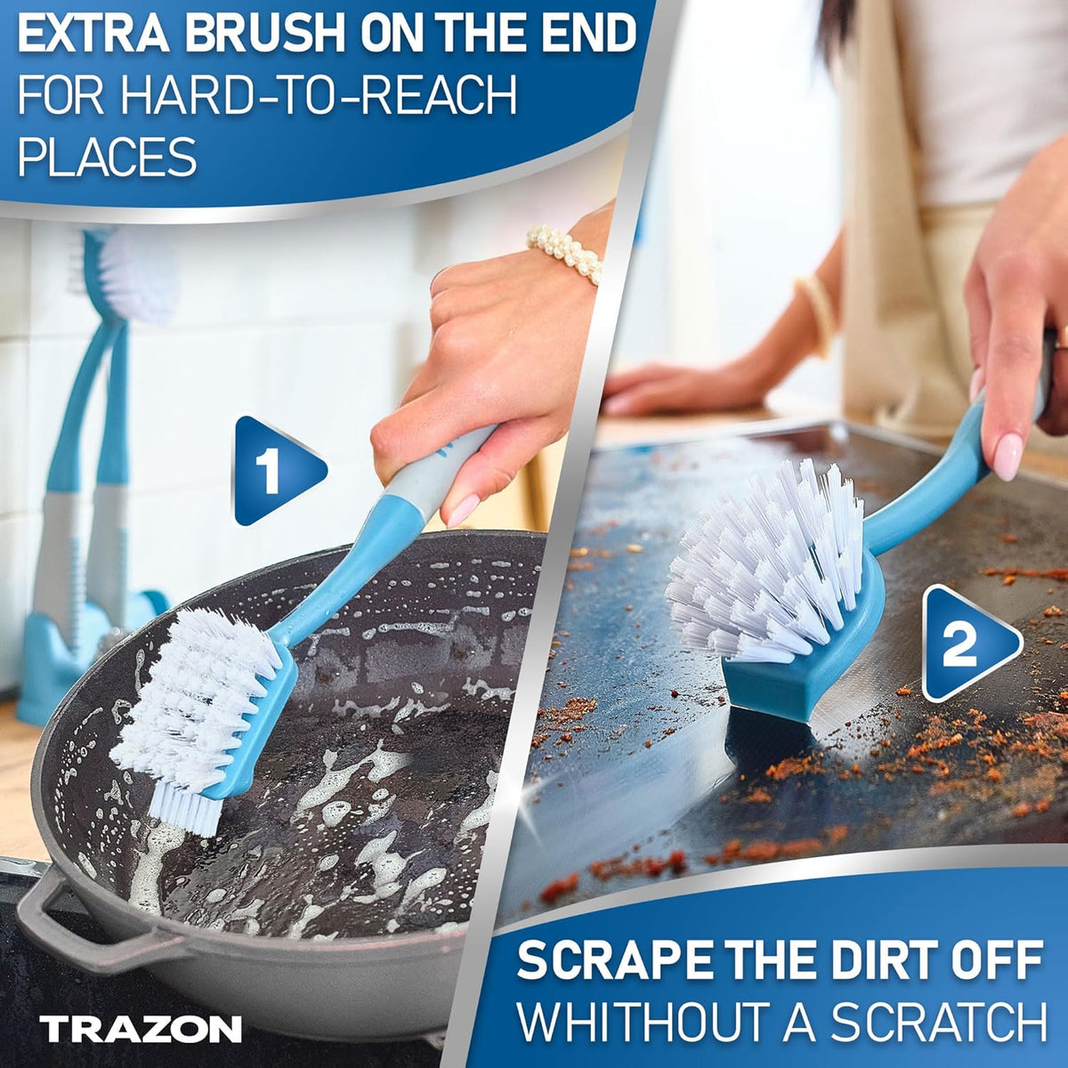 Dish Brush Set of 5 with Convenient Holder, Bottle Water Brush, Dish Scrub Brush, Scrubber Brush