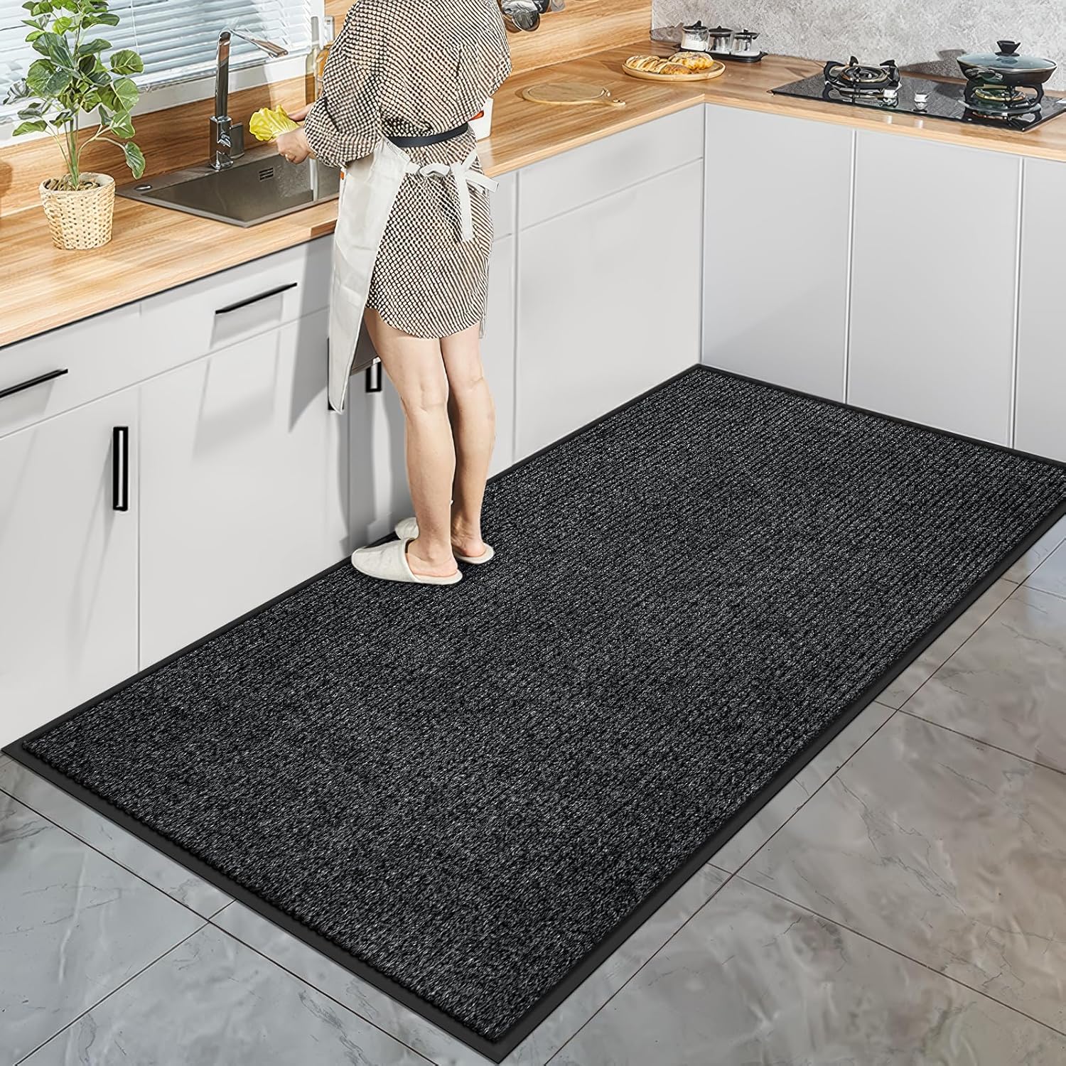 Vicwe Indoor Outdoor Door Mat, 4'x6' Heavy Duty Front Door Mat, Non-Slip Washable Doormats Entrance