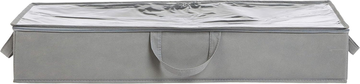 Amazon Basics Under Bed Fabric Zipper Storage Container Bags with Window and Handles, 2-Pack, 30.2