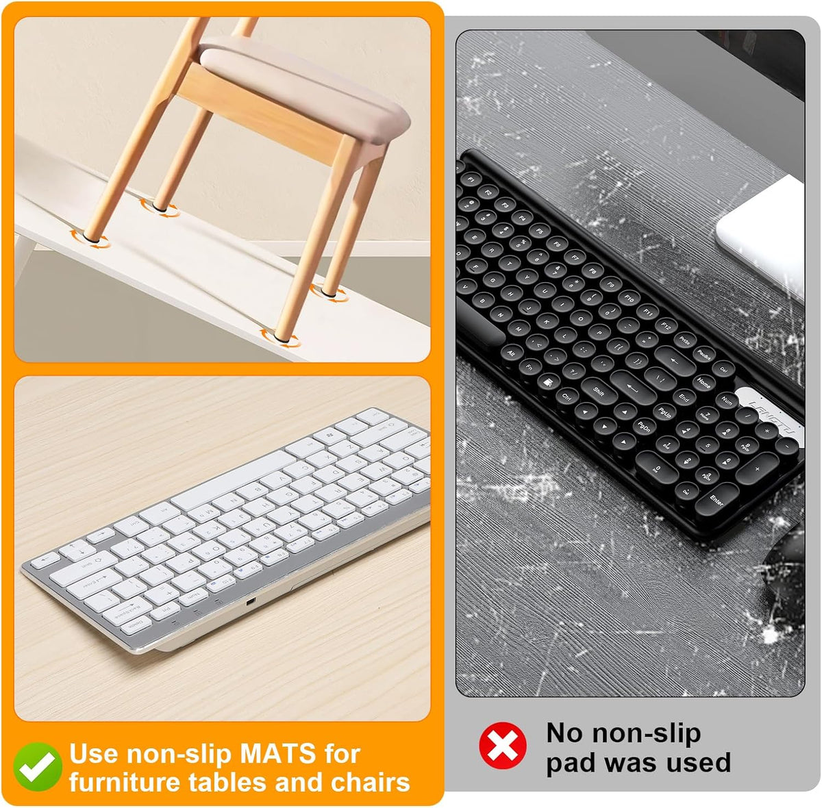 CHUNZEXI Non Slip Furniture Pads 6 PCS 5" x 4", Self Stick Rubber Grippers for Furniture Legs, Anti