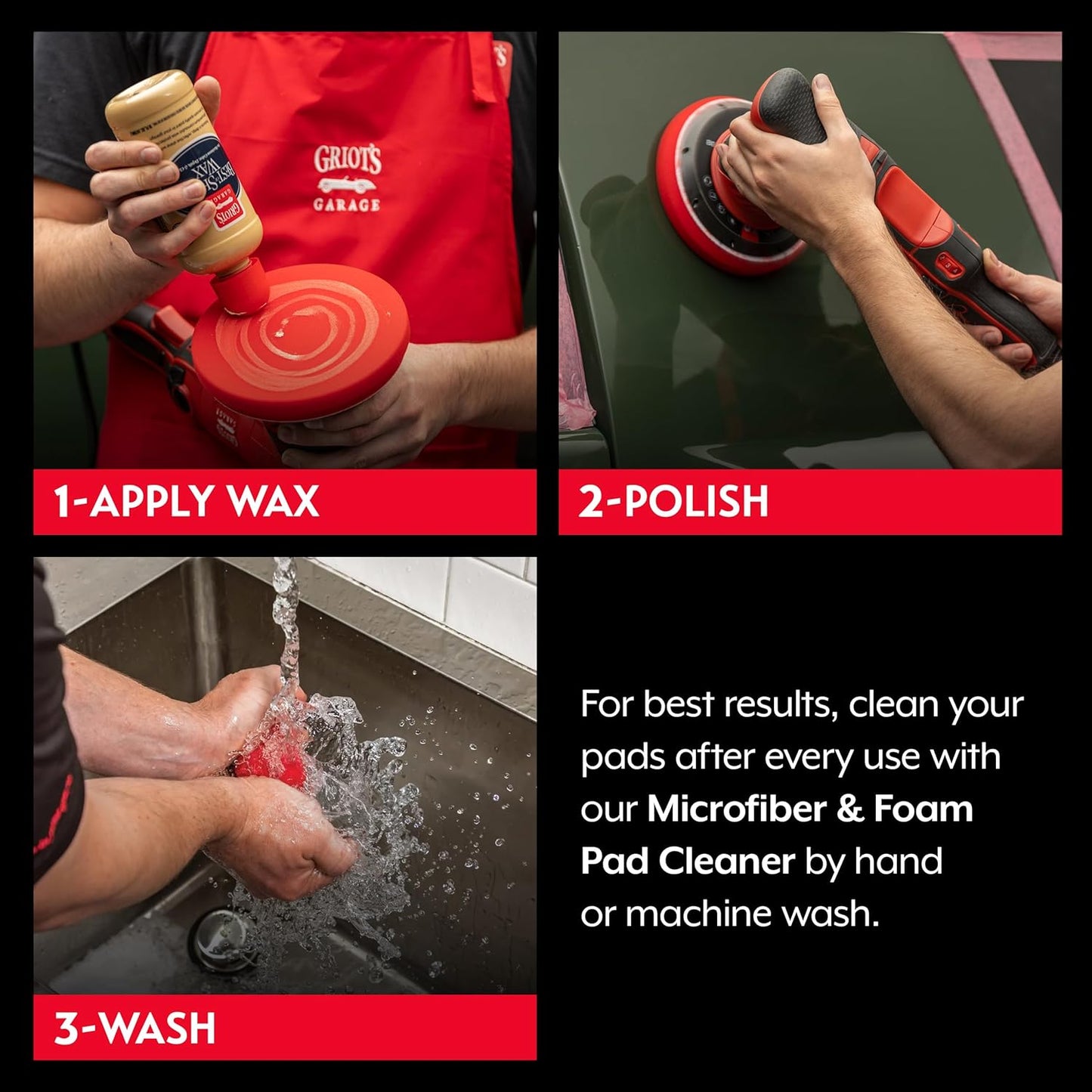 Griot's Garage 5.5” Red Foam Waxing Pads for Car Detailing, Polishing and Buffing Pads for Use with