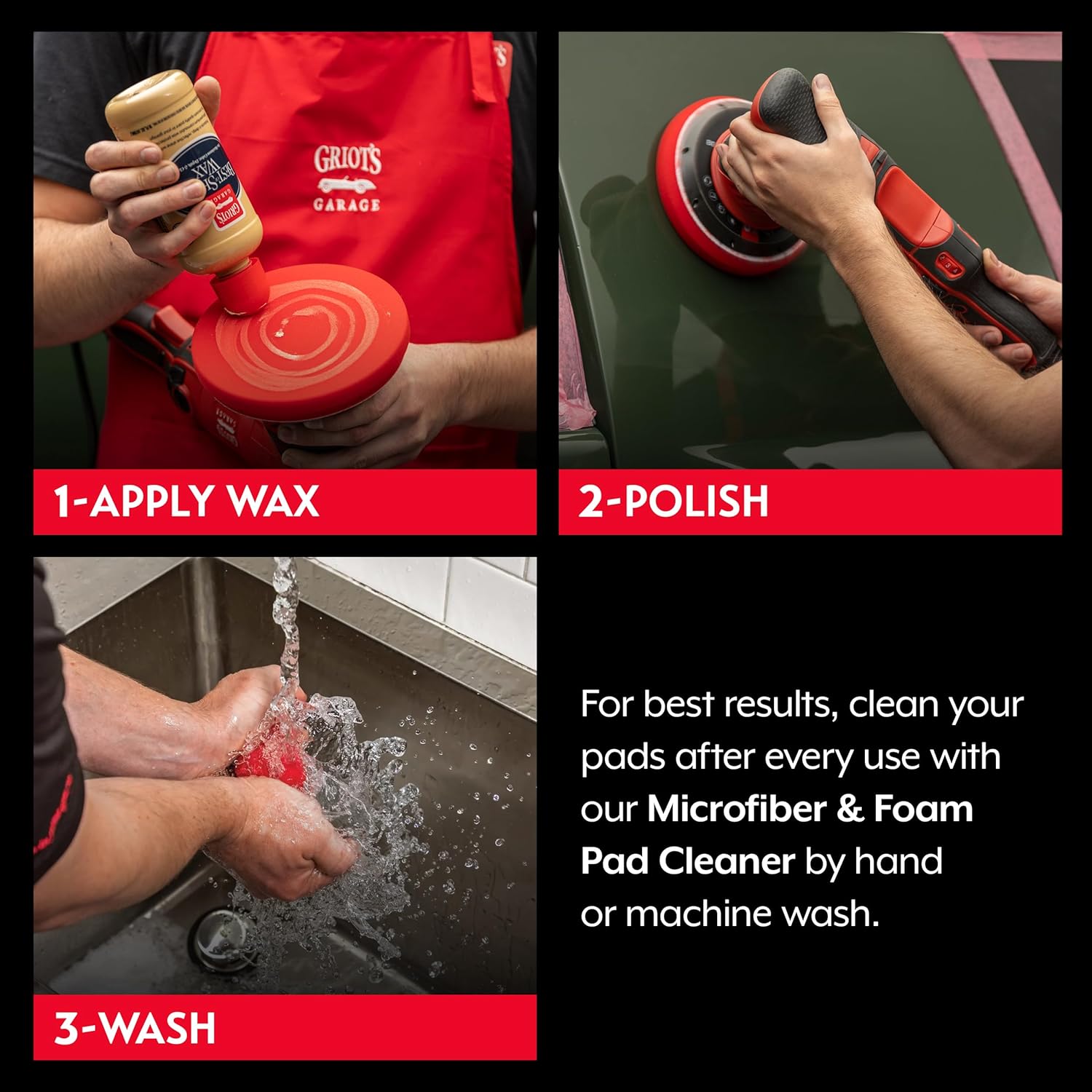 Griot's Garage 5.5” Red Foam Waxing Pads for Car Detailing, Polishing and Buffing Pads for Use with