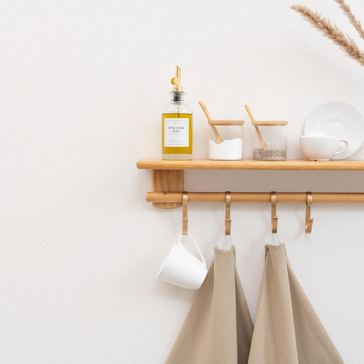 Beige Flour Sack Tea Towels - 100% Organic Cotton, 5 Pack, 27"x27", Highly Absorbent Beige Dish