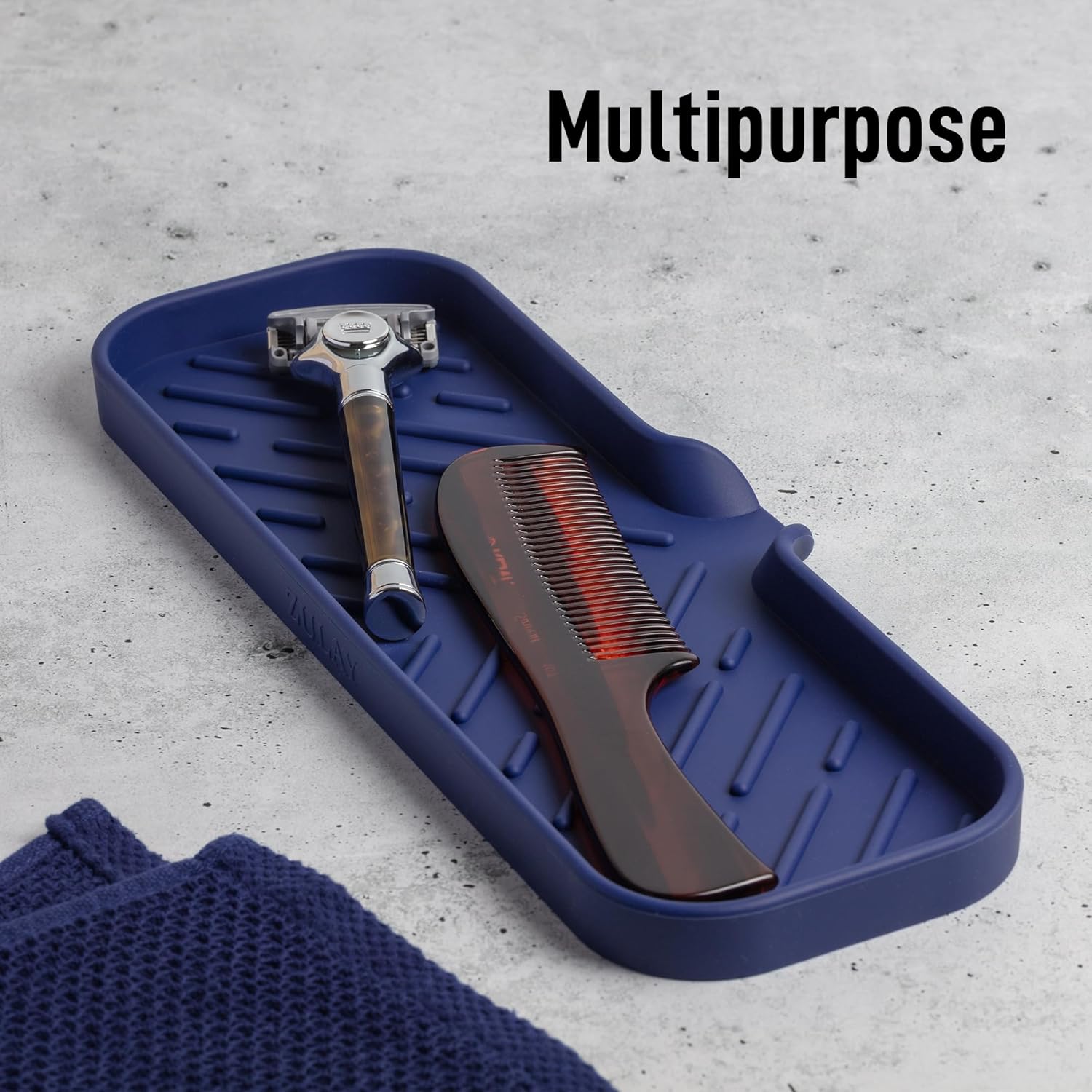 Zulay Kitchen Large Silicone Sponge Holder (12x4) – Flexible Sink Organizer Tray for Kitchen &