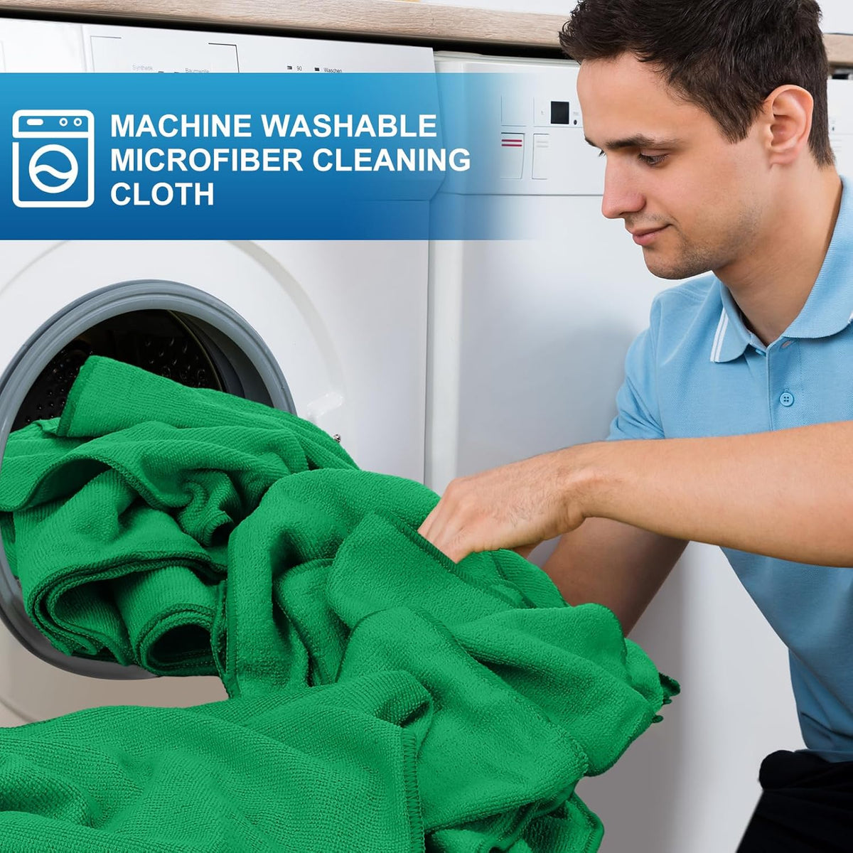 Tenare 100 Pack 12'' x 12'' Microfiber Cleaning Cloths Reusable Cleaning Rags Bulk Microfiber