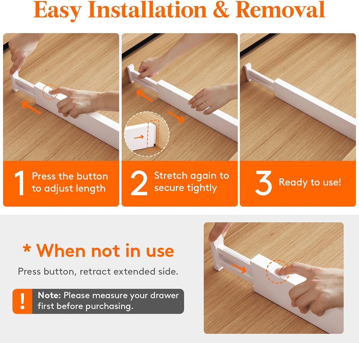 Lifewit 8 Pack Kitchen Drawer Dividers 2.36" High, 16"-22" Adjustable Drawer Organizer for
