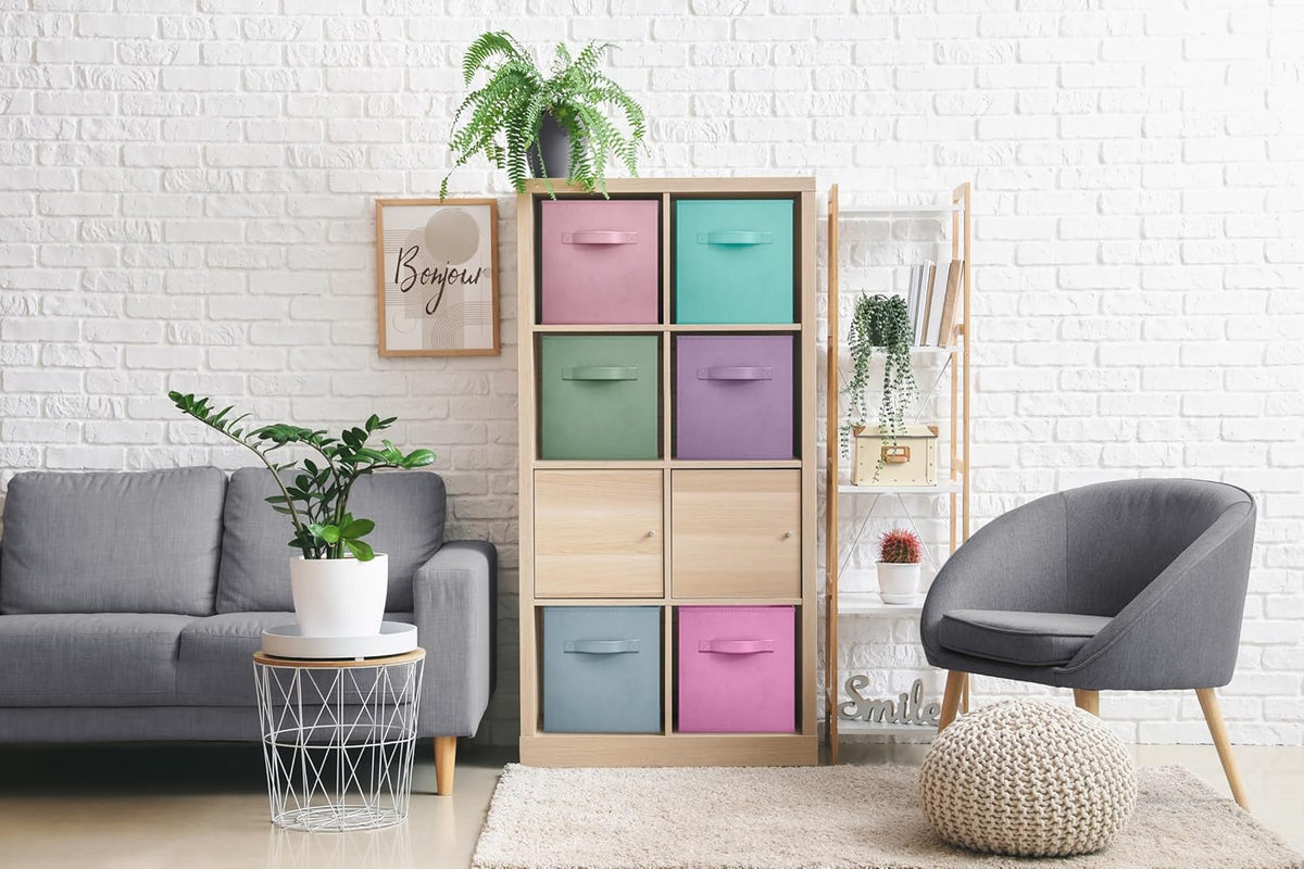 Sorbus Fabric Storage Cubes - 6 Foldable Storage Bins for Organizing Pantry, Cubbies, Toy Box