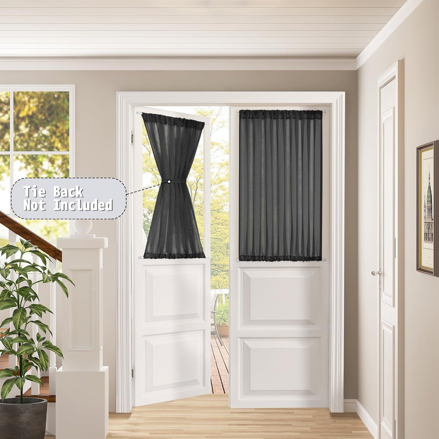 Tollpiz Small Sheer Curtain Linen Textured Curtain Sheers Doorway Light Filtering Voile French Door