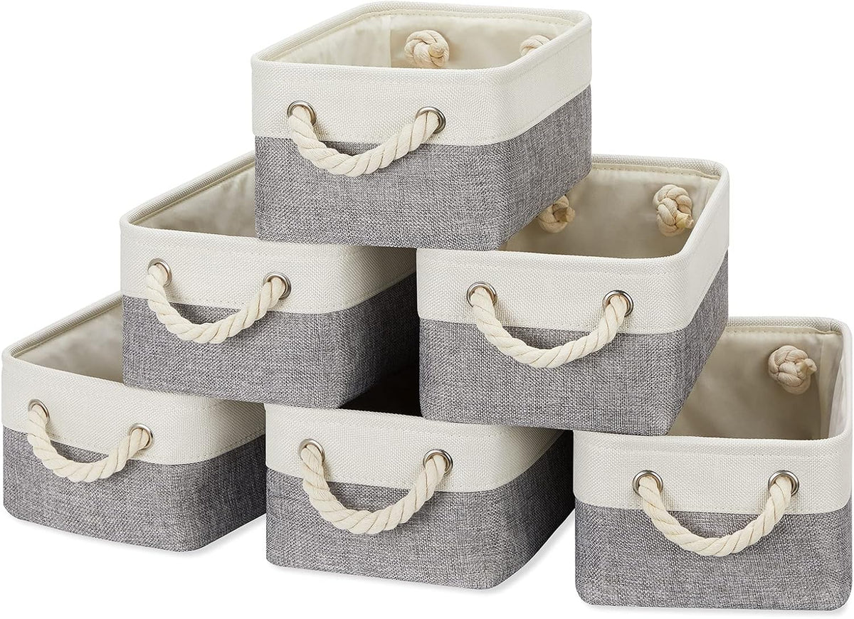 Temary Small Storage Baskets for Organizing 6Pcs Small Storage Bins, Decorative Collapsible Fabric