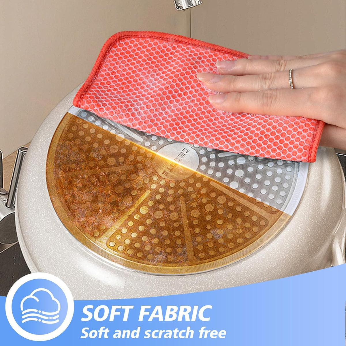 KinHwa Kitchen Washcloths for Dishes Absorbent Microfiber Dish Cloths Quick Dry Dish Rags with Poly