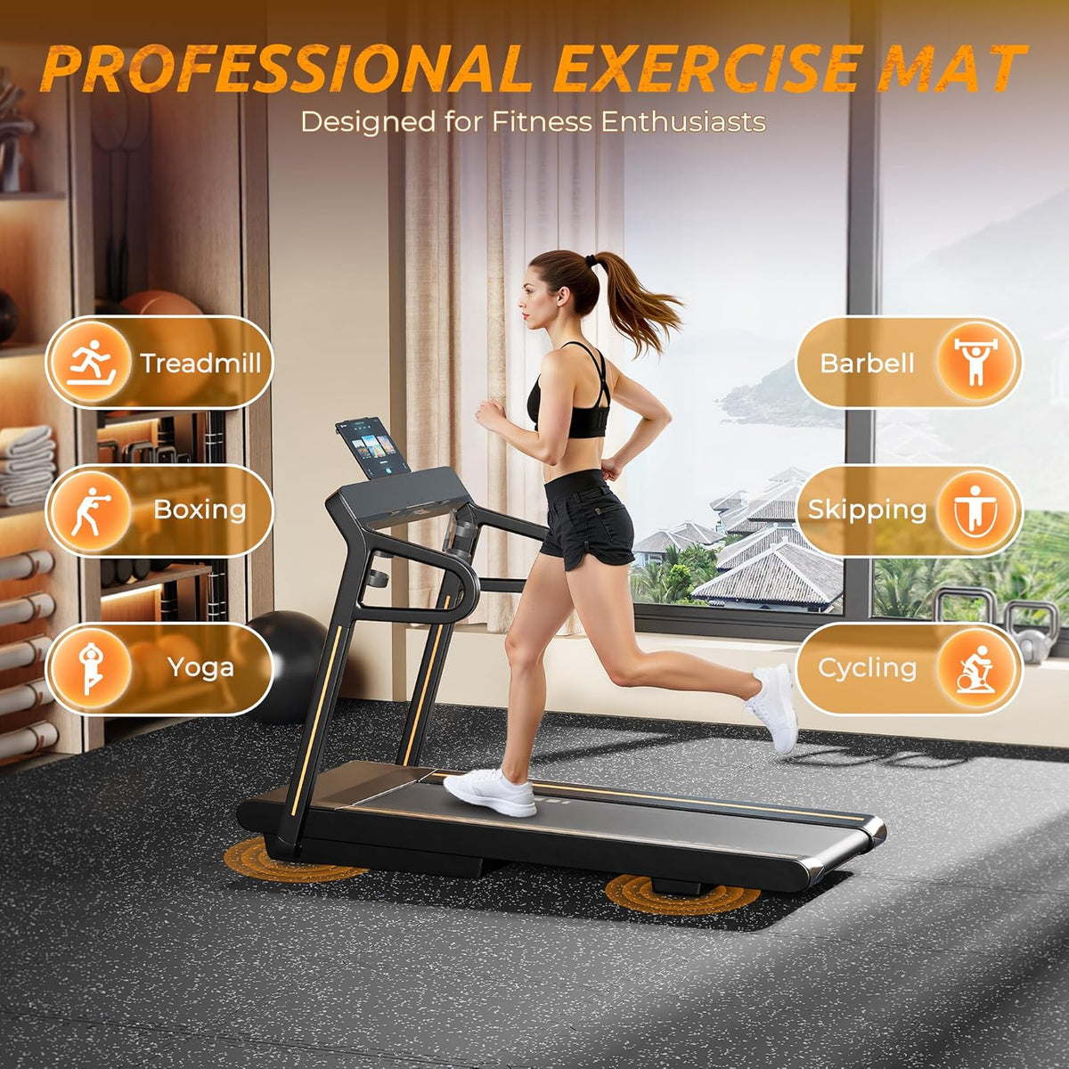 PRAISUN 0.6" Thicker Gym Mat, 12 Tiles 48 Sq Ft Workout Mats, Interlocking Foam Tiles with Rubber