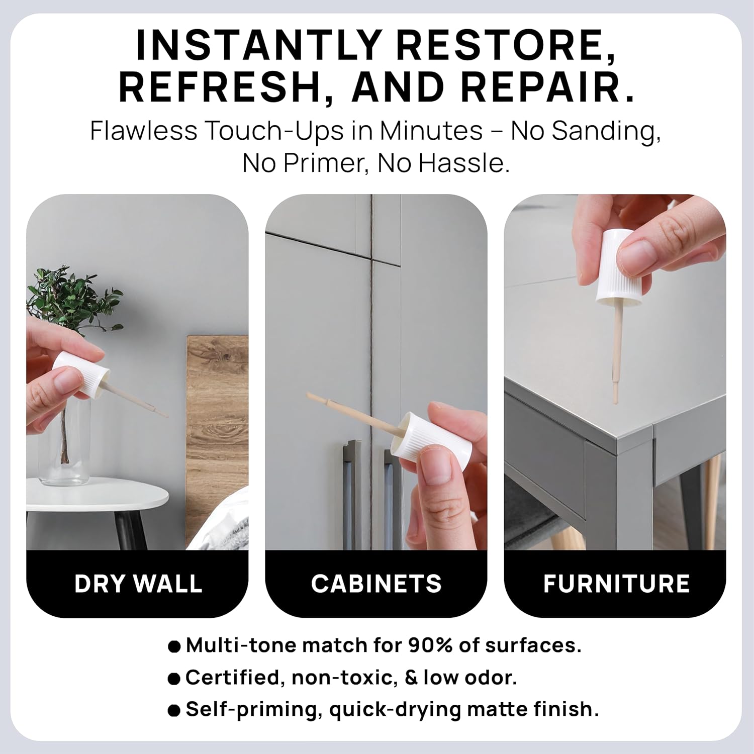 spot. Touch-Up Paint | Matte Finish for Cabinets, Walls, Doors & Furniture | Multi-Tone Gray Repair
