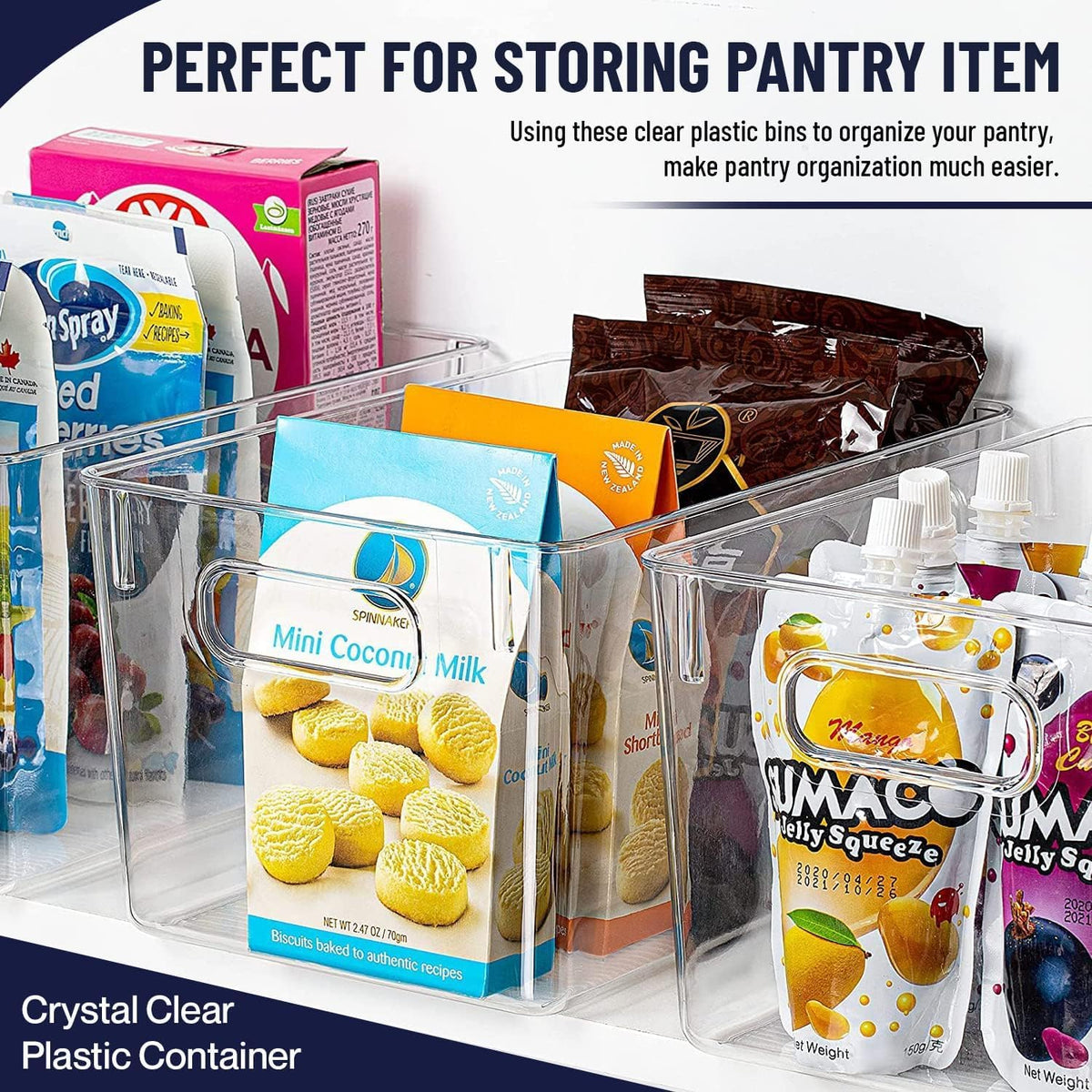 Clear Plastic Storage Bins, Pantry Organizers and Storage Containers Fridge Organizer Bins for
