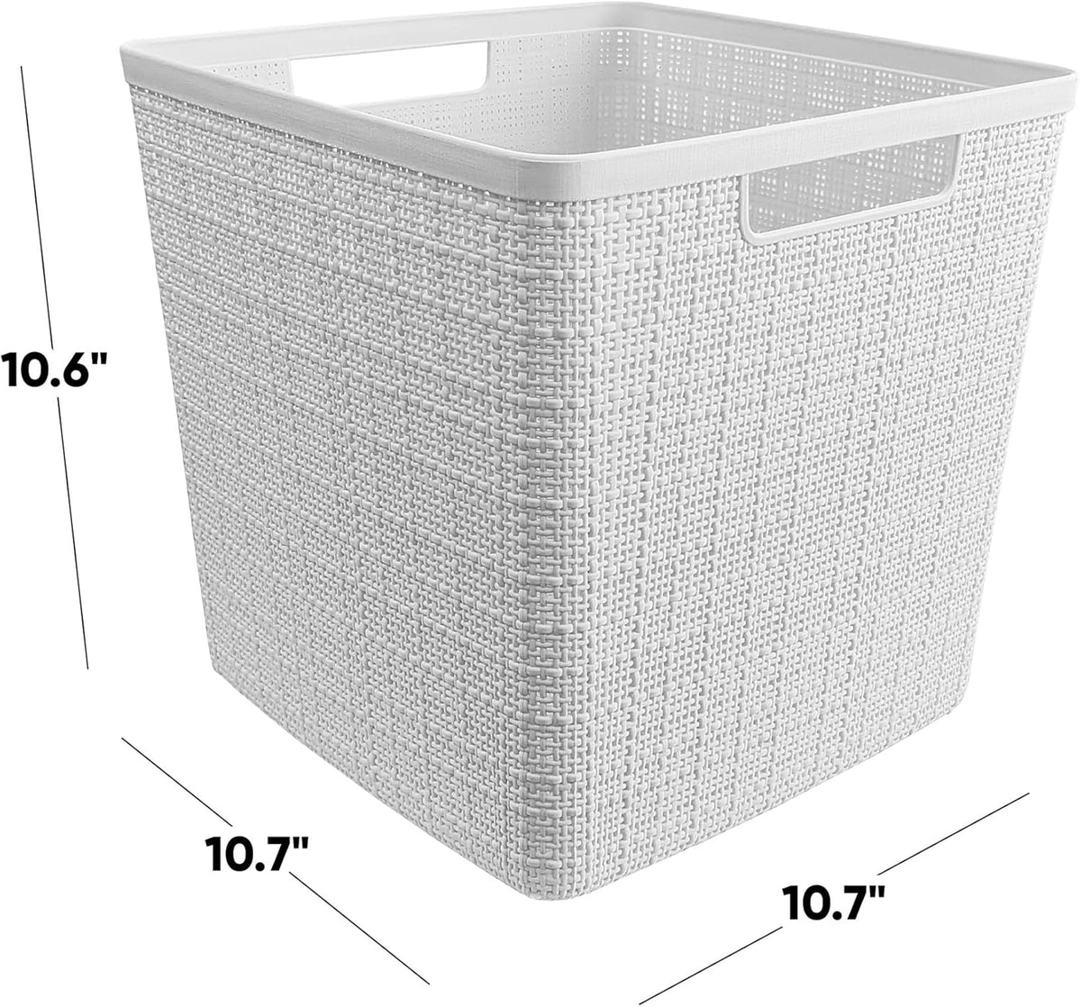 Curver Jute Decorative Plastic Organization and Storage Basket Perfect Bins for Home Office, Closet